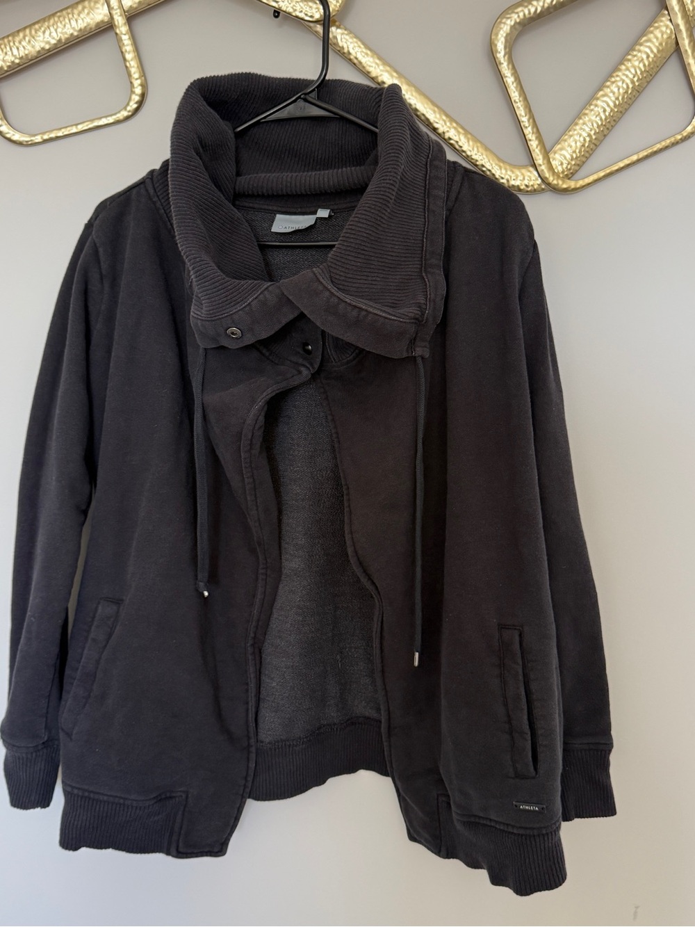 Athleta Black Bomber Jacket with Funnel Neck